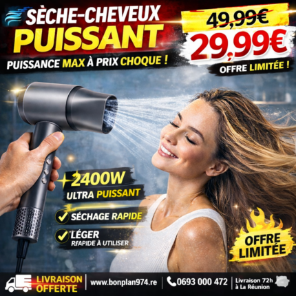 Sèche cheveux haute performance.