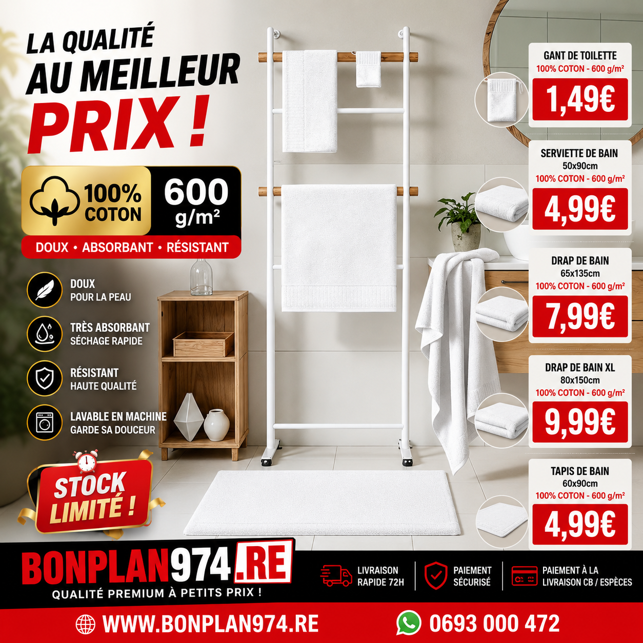 Collection De Serviette Coton en 600g/m2